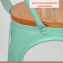 Cargar imagen en el visor de la galería, Silla Tolix con asiento de madera - Menta