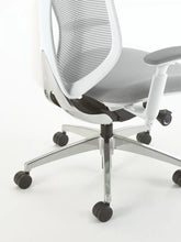 Cargar imagen en el visor de la galería, Silla Ergonómica Sabrina con Cabecero Estructura Blanca Malla Gris