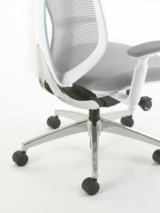 Silla Ergonómica Sabrina con Cabecero Estructura Blanca Malla Gris