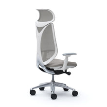 Cargar imagen en el visor de la galería, Silla Ergonómica Sabrina con Cabecero Estructura Blanca Malla Gris