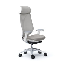 Cargar imagen en el visor de la galería, Silla Ergonómica Sabrina con Cabecero Estructura Blanca Malla Gris