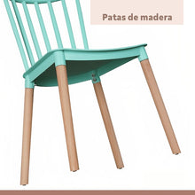 Cargar imagen en el visor de la galería, Silla Windsor en Color Menta con Patas de Madera