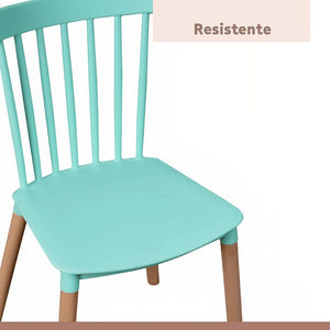 Silla Windsor en Color Menta con Patas de Madera