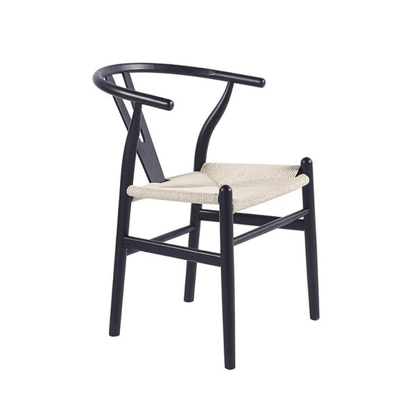 Silla Wishbone Madera e Hilo de cuerda - Negra